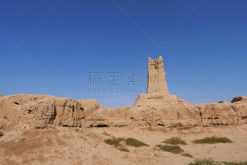 中国,地形,都市风景,著名景点,废墟,沙漠,户外,天空,晴朗,丝绸之路