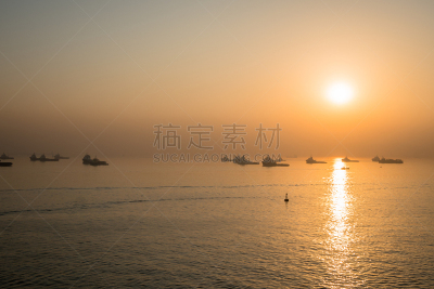 停泊的,孟买,海上运输,日落,零售,关闭