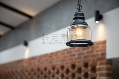 黄色,灯,砖墙,天花板,特写,悬挂的,室内,都市风景,华丽的,灯笼