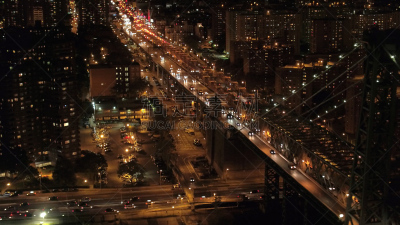 纽约,交通,公路,曼哈顿,拥挤的,威廉斯堡桥,航拍视角,在活动中,暗色,直升机拍摄