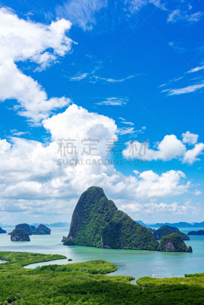 泰国,石灰石,红树林,天空,蓝色,岛,热带气候,云,热带树,户外