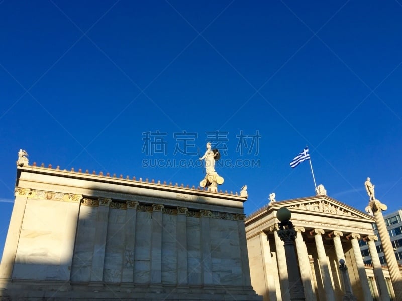 雅典学院,国内著名景点,过去,希腊,著名景点,古典风格,天空,建筑,城市,雕像