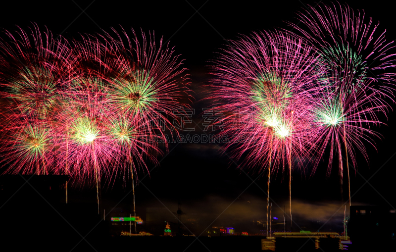 夜晚,新年前夕,天空,烟花秀,事件,圣诞装饰物,彩色背景,公园,中国,新年