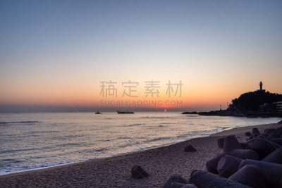 滨水,黎明,海滩,束草市,船,曙暮光,韩国,海岸线,朝鲜半岛,户外