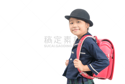 可爱的,女孩,亚洲,背包,分离着色,注视镜头,背景分离,小学,肖像,泰国