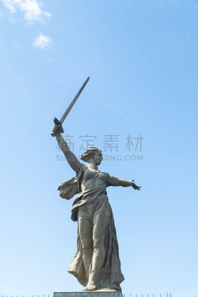 伏尔加格勒,剑,女人,雕像,俄罗斯,拿着,正下方视角,城市,半空中,库尔干