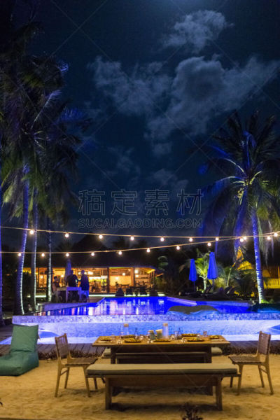 度假胜地,岛,海滩,餐桌,鸡尾酒,在之后,人,人群,中等数量人群,户外