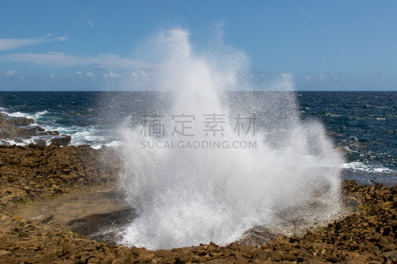 海洋,喷潮口,暴力,洞,风,热带气候,呼吸孔,浓烟,海岸线,户外