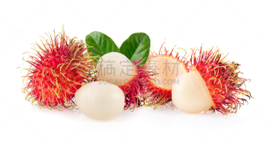 红毛丹,水果,美味,分离着色,白色背景,甜食,充满的,选择对焦,农业,清新