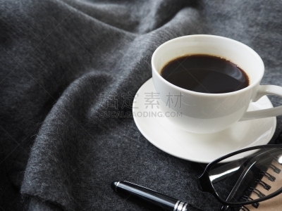 杯,灰色,黑咖啡,眼镜,白色,开士米绒线,背景,在边上,黑色,纺织品