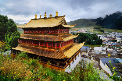 门厅,甘肃省,修道院,非凡的,商业金融和工业,转经筒,建筑,远古的,建筑外部