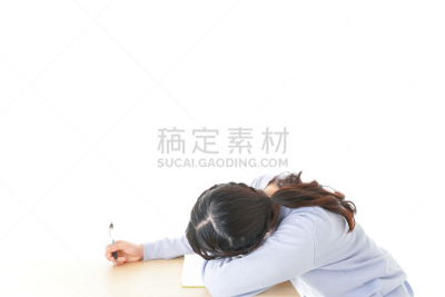 书桌,知识,青年人,学生,可爱的,专门技术,小学,一个人,头痛,女人
