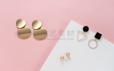 现代,白色,粉色,耳饰,背景,几何形状,背景分离,华贵,女人,柔和色