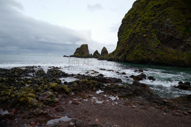 海岸线,英国,自然美,著名景点,岩石,斯通海芬,夏天,户外,粗糙的,天空