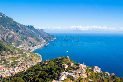 阿玛菲海岸,意大利,全景,坎帕尼亚,米诺瑞,著名景点,海岸线,地中海,水湾,夏天