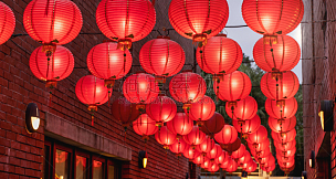 灯笼,红色,特写,传统,传统节日,街道,月亮,概念