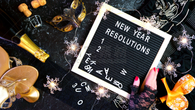 新年前夕,黄金,黑板,黑色,决心,信函,2020,照明设备,倒计时,一月