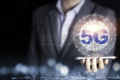互联网,男商人,手机,波形,5G,无线技术,五个物体,信息图表,巨大的