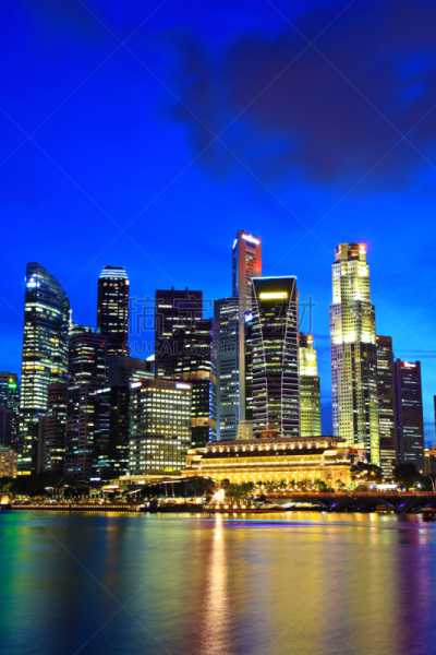 新加坡市,夜晚,滨海湾 ,垂直画幅,新加坡,建筑,无人,城市天际线,户外,城市