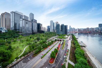 建筑外部,高大的,重庆,路,都市风光,商务,横截面,空的,云,顶部