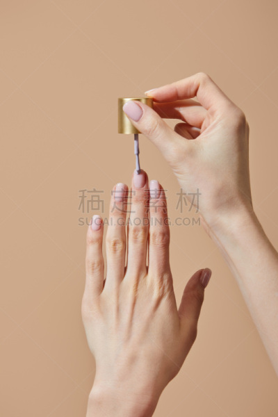 指甲油,部分,分离着色,女人,米色,人,修指甲,化妆