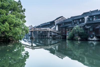 乌镇,都市风光,安静,黄昏,中式庭院,烟雾,古典式,东亚,园林,河流