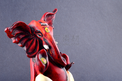 偶像,印度神像,象鼻神葛尼沙,灰色背景,传统,贺卡,象,万寿菊,甘尼许节,动物头