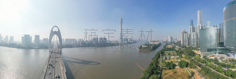 广州,广东省,航拍视角,商务,公园,著名景点,河流,户外,天空,市区