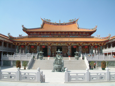 寺庙,chinese temple dog,天空,台阶,瓦,水平画幅,建筑,无人,楼梯,建筑业