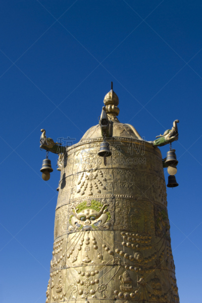 铃,大昭寺,垂直画幅,修道院,天空,黄金,建筑,无人,蓝色,屋顶