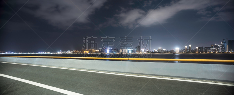 杭州,都市风景,城市天际线,空的路,新的,水平画幅,无人,交通,曙暮光,户外
