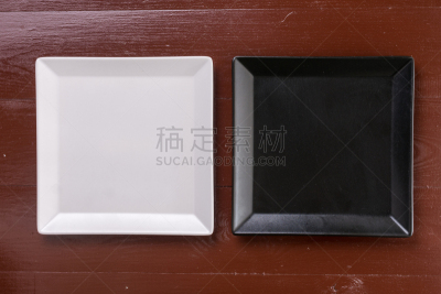 方碟,平铺,厚木板,黑白图片,高视角,桌子,空的,一个物体,背景分离,茶碟