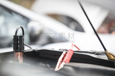 汽车,电瓶,发动机,特写,平衡折角灯,旅途,借电,交通方式,设备用品,电池