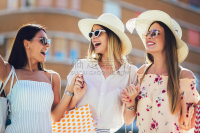 幸福,女人,华贵,津贴,拿着,顾客,欢乐,户外,仅女人,零售