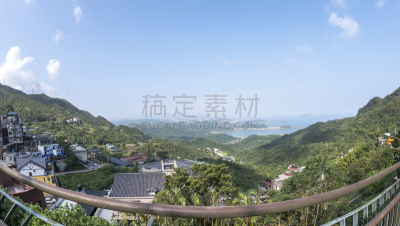 山,鱼类,地形,动物眼睛,九份,鱼眼镜头,美,绿色,水平画幅,美人