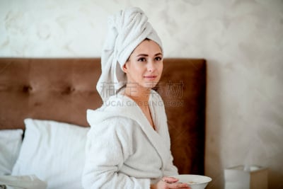 床,早餐,肖像,仅女人,仅一个女人,客房服务,健康水疗,坐,享乐