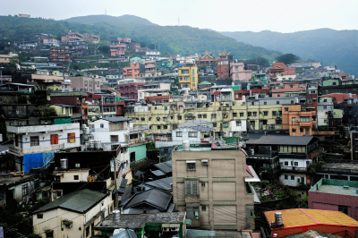 乡村,九份,沼,水平画幅,旅行者,黄昏,冬天,山,亚洲,著名景点