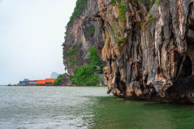 石灰石,乡村,海洋,悬崖,岛,背景,旅途,热带气候,灰色,泰国