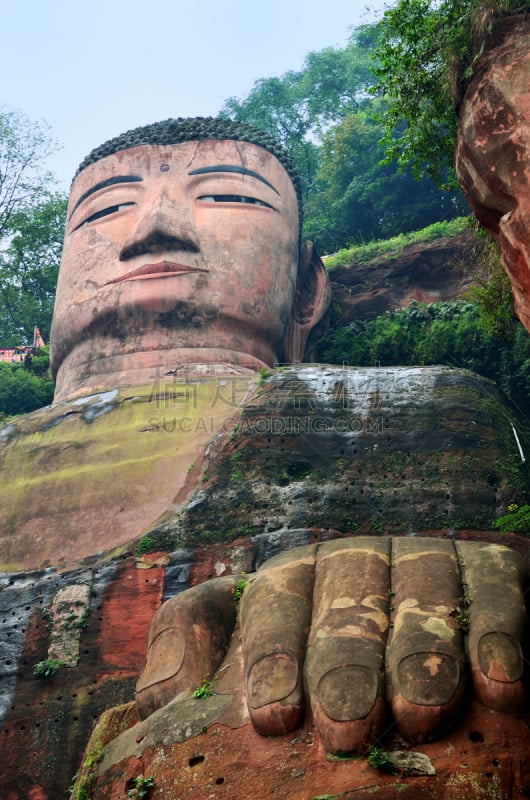 乐山大佛,乐山,四川省,纪念碑,远古的,无人,巨大的,旅行者,户外,石材