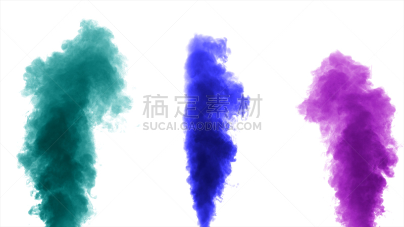 多色的,厚的,烟,分离着色,白色背景,多彩山口,灰白旱獭,尘暴,台风,烟雾
