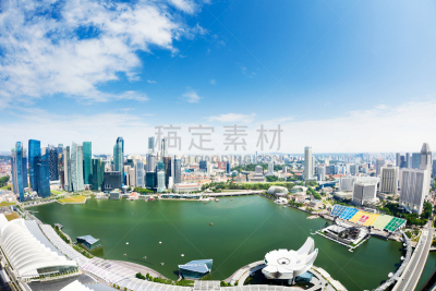 新加坡市,威信史丹佛酒店,莱佛士酒店,威斯汀酒店,滨海广场,滨海艺术中心剧院,鱼尾狮公园,滨海湾 ,鱼眼镜头,天空