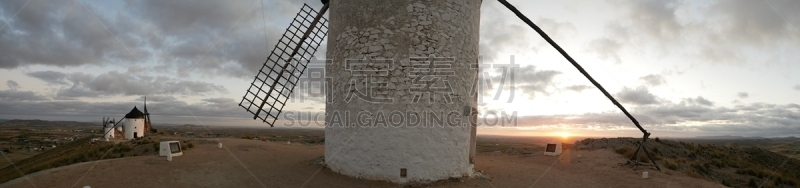 风轮机,山脊,风车镇,曙暮光,圆柱体,云,户外,木制,白色,欧洲