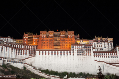 布达拉宫,夜晚,度假胜地,光,水平画幅,户外,灯,建筑业,名声,著名景点
