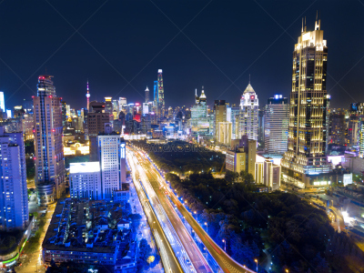 夜晚,人民广场,上海,未来,市区路,金茂大厦,都市风景,多车道公路,现代,东方明珠塔