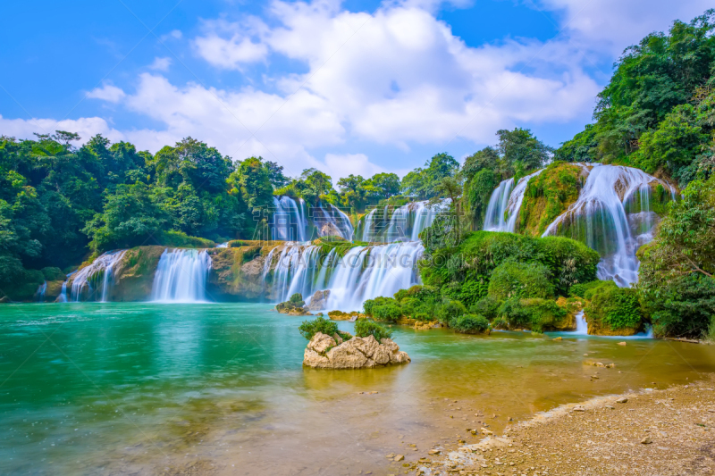 瀑布,水,美,水平画幅,湿,热带雨林,旅行者,夏天,户外,干净