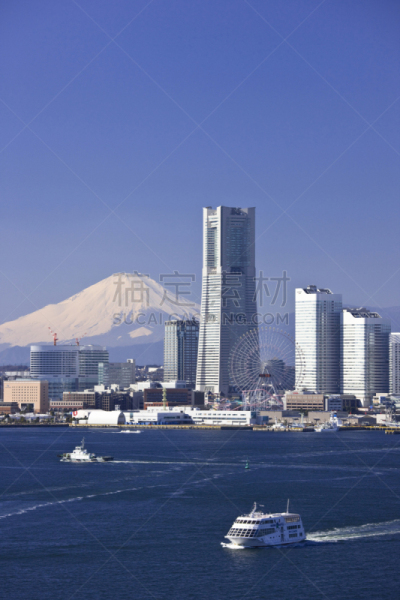 富士山,横滨高速铁路,建筑外部,垂直画幅,天空,留白,城镇景观,无人,海港,东亚