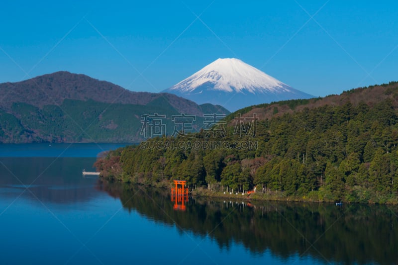 富士山,湖,寺庙,箱根园,山,芦之湖,鸟居,富士箱根伊豆国立公园,神殿,邮轮