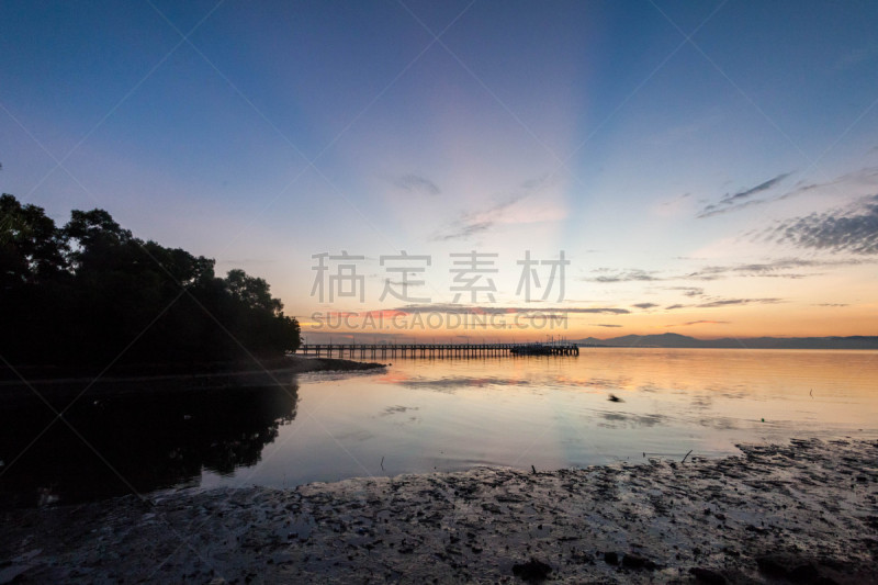 马来西亚,槟榔屿州,桥,海滩,看风景,乔治敦,云,黄昏,著名景点,夏天