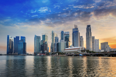 滨海湾 ,城市天际线,新加坡市,都市风景,亚洲,建筑外部,新加坡,摩天大楼,图像,著名景点