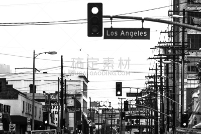 洛杉矶,市区,水平画幅,无人,洛杉矶县,交通,户外,十字路口,交通方式,反差